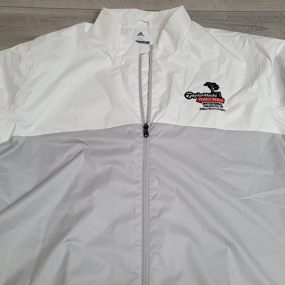 ⛳Adidas Golf Climastorm Jacket Mens 2XL White Zip TaylorMade Pebble Beach 2018 - Picture 8 of 16